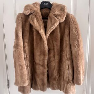 Vintage Tissavel 1970s Faux Fur Coat - size Small, petite